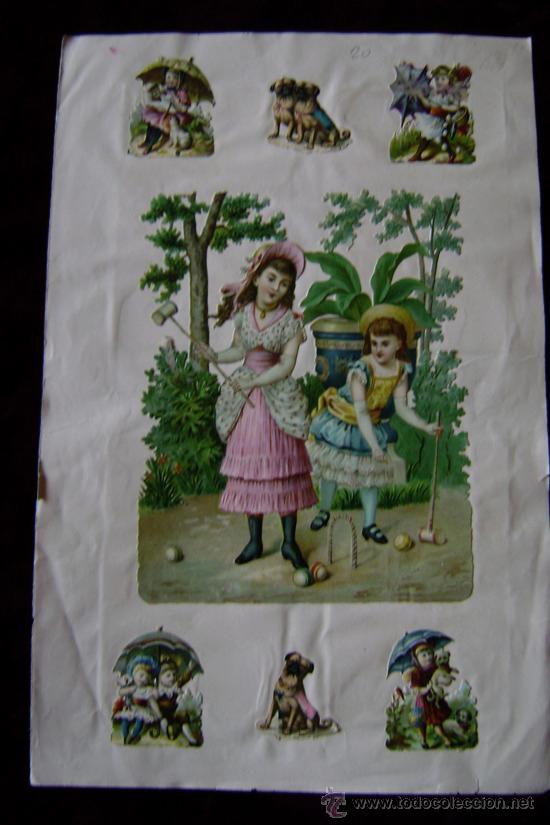 Collezionismo Figurine ritagliate antiche: HOJA CON 11 CROMOS TROQUELADOS SIGLO XIX