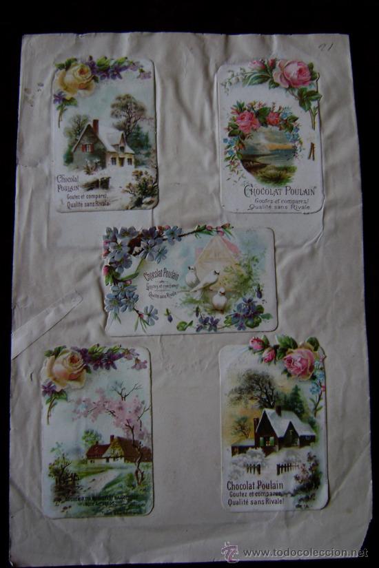 Collectionnisme Cartes &agrave; collectionner massicot&eacute;es anciennes: HOJA CON 9 CROMOS TROQUELADOS SIGLO XIX