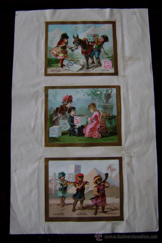 Collectionnisme Cartes &agrave; collectionner massicot&eacute;es anciennes: HOJA CON 6 CROMOS SIGLO XIX.CF-002