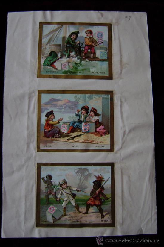 Collectable Antique Stamped Cards: HOJA CON 6 CROMOS SIGLO XIX