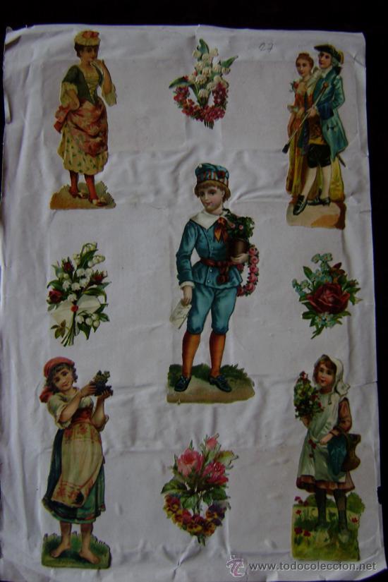Sammeln alte gestanzte Sammelbilder: HOJA CON 15 CROMOS TROQUELADOS SIGLO XIX