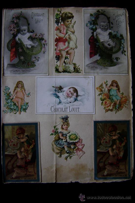 Colecionismo Cromos recortados antigos: HOJA CON 18 CROMOS TROQUELADOS SIGLO XIX