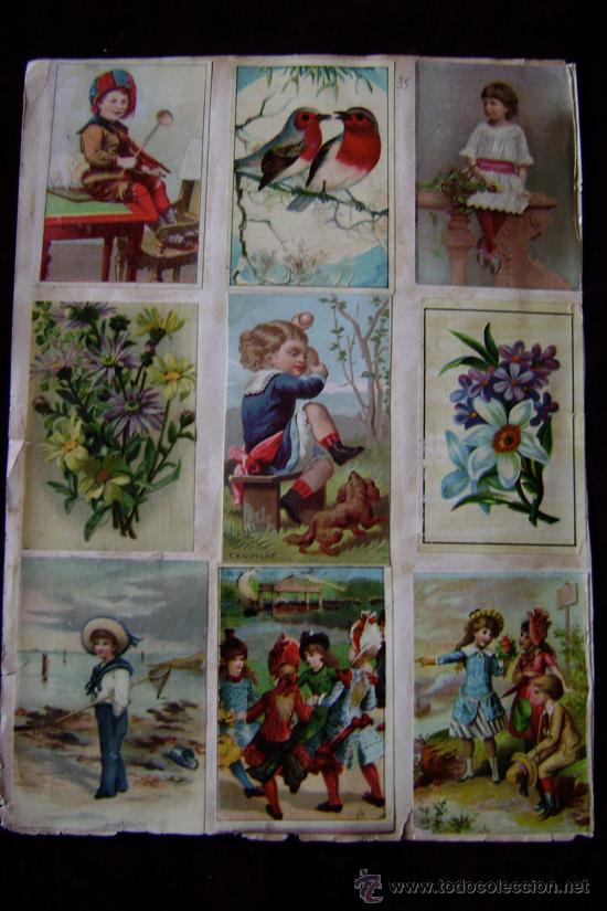 Collectable Antique Stamped Cards: HOJA CON 15 CROMOS TROQUELADOS SIGLO XIX