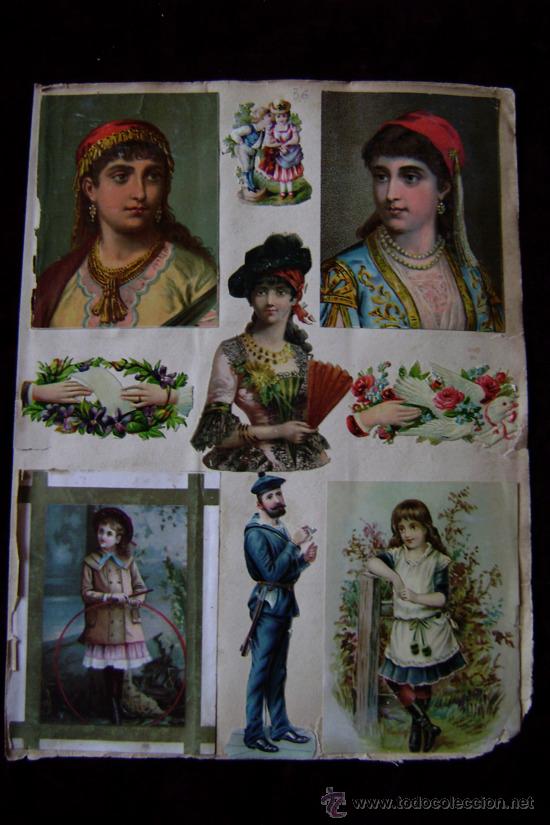 Collectionnisme Cartes &agrave; collectionner massicot&eacute;es anciennes: HOJA CON 18 CROMOS TROQUELADOS SIGLO XIX.CF-001