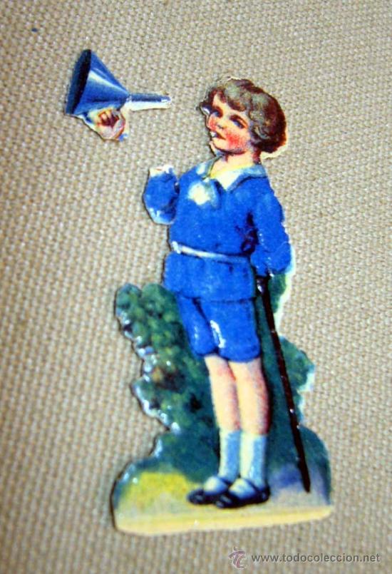 Collectionnisme Cartes &agrave; collectionner massicot&eacute;es anciennes: CROMO TROQUELADO, GOFRADO, NI&Ntilde;O CON EMBUDO, 1930s, 6 CM