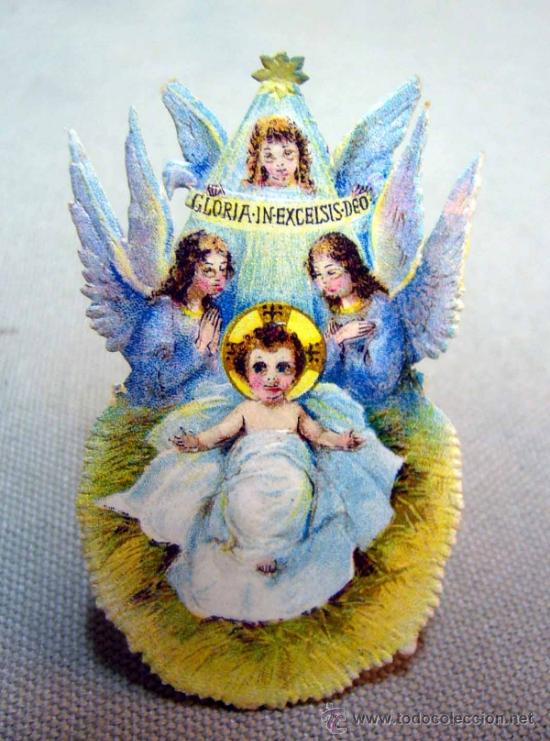 Sammeln alte gestanzte Sammelbilder: CROMO TROQUELADO, GOFRADO, GLORIA IN EXCELSIS DEO, 7 CM, 1930s,