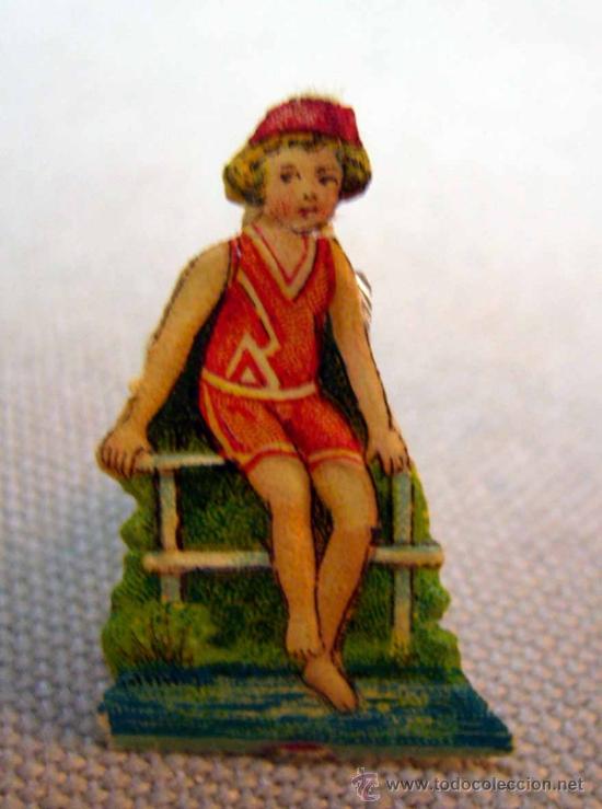 Collectionnisme Cartes &agrave; collectionner massicot&eacute;es anciennes: CROMO TROQUELADO, GOFRADO, NI&Ntilde;A SENTADA, 3 CM, 1930s