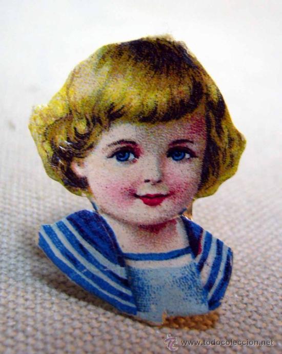 Collectionnisme Cartes &agrave; collectionner massicot&eacute;es anciennes: CROMO TROQUELADO, GOFRADO, CABEZA DE NI&Ntilde;A, 2,5 X 3 CM, 1930s