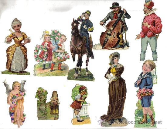 Collectable Antique Stamped Cards: LOTE DE ANTIGUOS CROMOS TROQUELADOS.