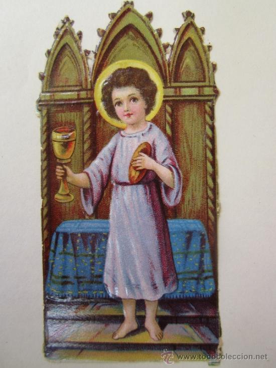 Coleccionismo cromos troquelados antiguos: estampa cromo troquelado antiguo  , ni&ntilde;o jesus con capilla
