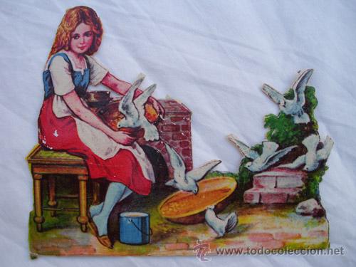 Coleccionismo Cromos troquelados antiguos: Antiguo cromo troquelado :  Ni&ntilde;a de cuento