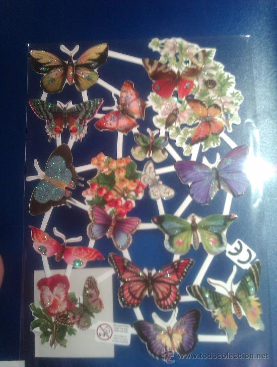 Collectionnisme Cartes &agrave; collectionner massicot&eacute;es anciennes: Cromo de picar o troquelado Mariposas con purpurina