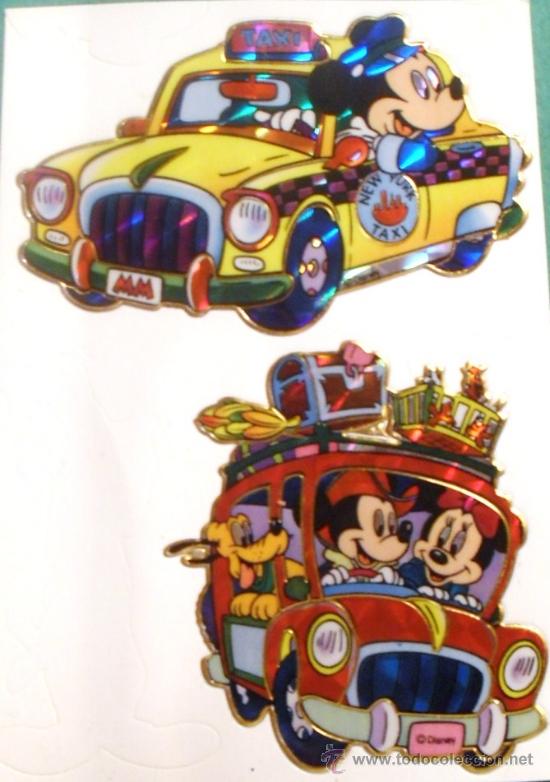 Coleccionismo Cromos troquelados antiguos: 2 CROMOS TROQUELADOS ADHESIVOS DE MICKEY MOUSE, DYSNEY