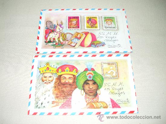 Collectable Antique Stamped Cards: 2 cartas para los Reyes Magos a&ntilde;os 70