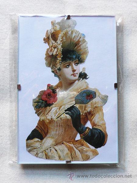 Collectable Antique Stamped Cards: ZPR. PRECIOSO CUADRITO DE CRISTAL PARA COLGAR O SOBREMESA CON CROMO TROQUELADO ORIGINAL REGALO IDEAL