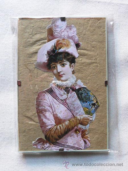 Collectable Antique Stamped Cards: ZPR. PRECIOSO CUADRITO DE CRISTAL PARA COLGAR O SOBREMESA CON CROMO TROQUELADO ORIGINAL REGALO IDEAL
