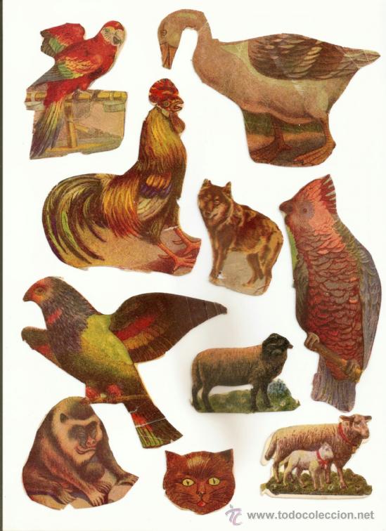 Collezionismo Figurine ritagliate antiche: ANTIGUOS CROMOS TROQUELADOS:`ANIMALES&acute; (LOTE X 10, DE LOS A&Ntilde;OS &acute;40)