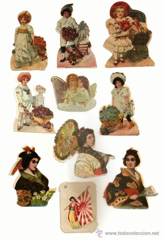 Collezionismo Figurine ritagliate antiche: ANTIGUOS CROMOS TROQUELADOS:`NI&Ntilde;AS C/FLORES Y JAPONESAS&acute; (LOTE X 10, DE LOS A&Ntilde;OS &acute;40)