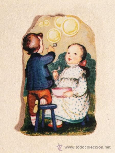 Collectionnisme Cartes &agrave; collectionner massicot&eacute;es anciennes: ZPR. 1 PRECIOSO BROCHE ARTESANAL CON PAREJITA. CROMO ORIGINAL + CIERRE BA&Ntilde;O PLATA.
