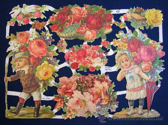 Colecionismo Cromos recortados antigos: LAMINA CROMOS TROQUELADOS EF- 7185. NI&Ntilde;OS Y FORES .RELIEVE Y BRILLO.&iexcl; OFERTA&iexcl;&iexcl;.