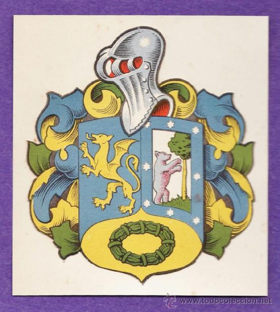 Sammeln alte gestanzte Sammelbilder: heraldica - escudo troquelado de carton - madrid - pegado sobre cartulina - sin mas datos - a&ntilde;os 50