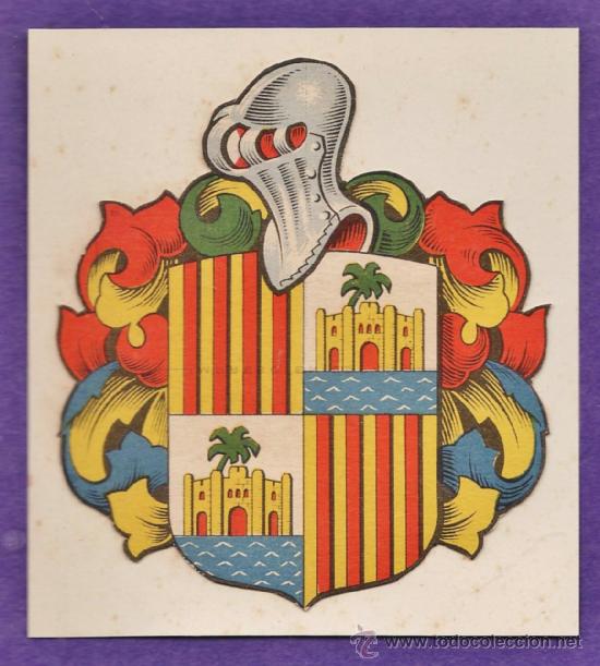 Coleccionismo Cromos troquelados antiguos: heraldica - escudo troquelado de carton - mallorca - pegado sobre cartulina - sin mas datos -a&ntilde;os 50