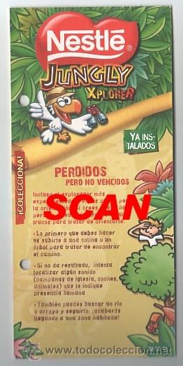 Collectable Antique Stamped Cards: ARC-05 NESTLE JUNGLY XPLORER TARJETA CON 6 CROMOS TROQUELADOS LAS AVES, EL LORO. CHOCOLATE
