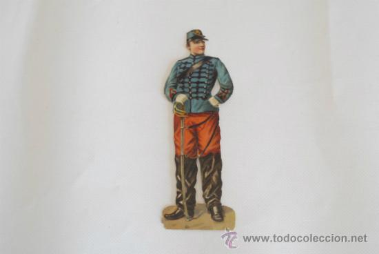 Coleccionismo Cromos troquelados antiguos: Cromo troquelado. Representa a un soldado. Principios siglo XX.
