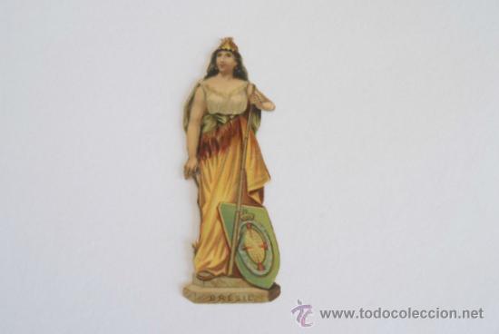 Sammeln alte gestanzte Sammelbilder: Cromo troquelado, principios siglo XX. Figura representando a Brasil.