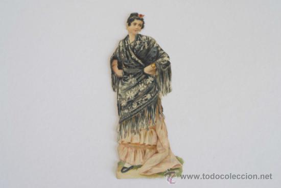 Collezionismo Figurine ritagliate antiche: Cromo troquelado, principios siglo XX. Chulapa Madrile&ntilde;a. Chocolates Mat&iacute;as L&oacute;pez. Madrid.