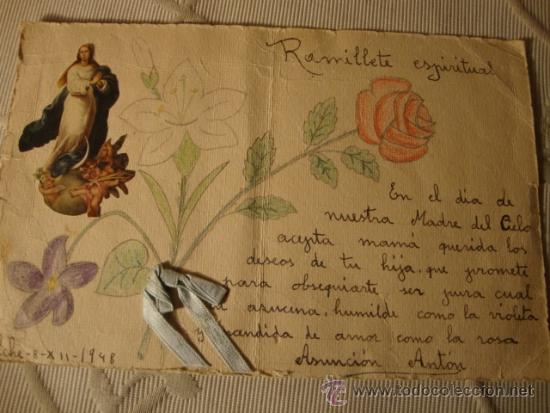 Collectable Antique Stamped Cards: CURIOSA Y ANTIGUA  DEDICATORIA CON CROMO TROQUELADO, EN .