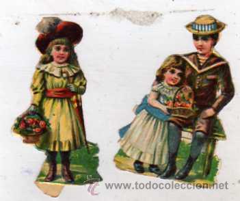 Sammeln alte gestanzte Sammelbilder: Cromo troquelado parejas de ni&ntilde;os 6,50 cm cada uno. Sin publicidad