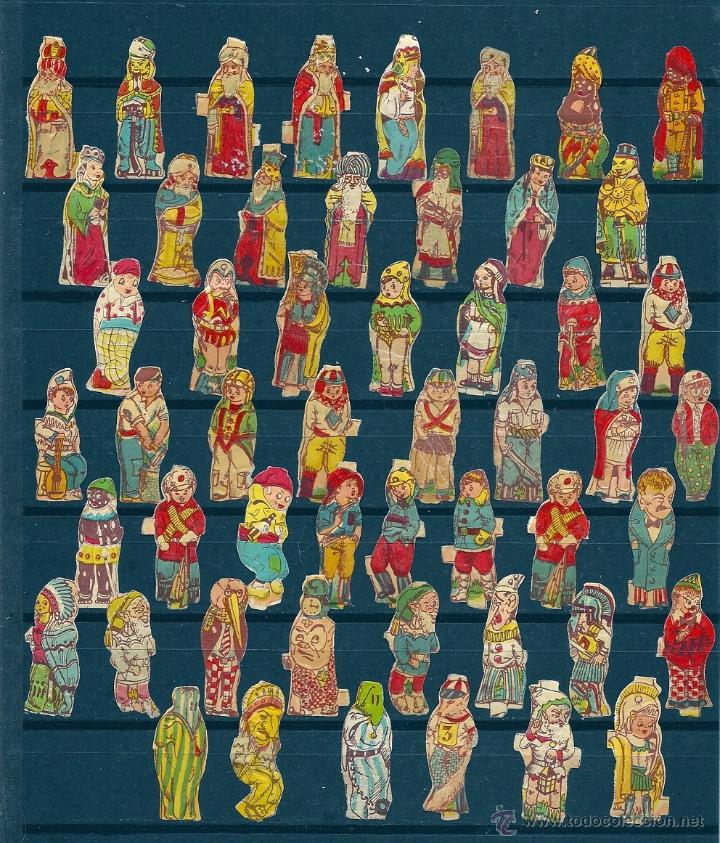 Collezionismo Figurine ritagliate antiche: 0767M - ANTIGUO LOTE DE 52 CROMOS TROQUELADOS - 30X10 MM CADA UNO- RELIEVE