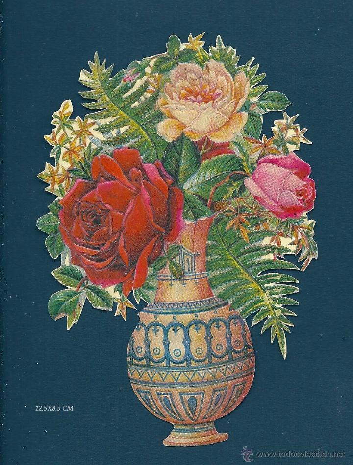 Collezionismo Figurine ritagliate antiche: 2045R - JARR&Oacute;N HELECHOS Y ROSAS -CROMO TROQUELADO- CON BONITO BRILLO Y RELIEVE - 12,5X8,5 CM