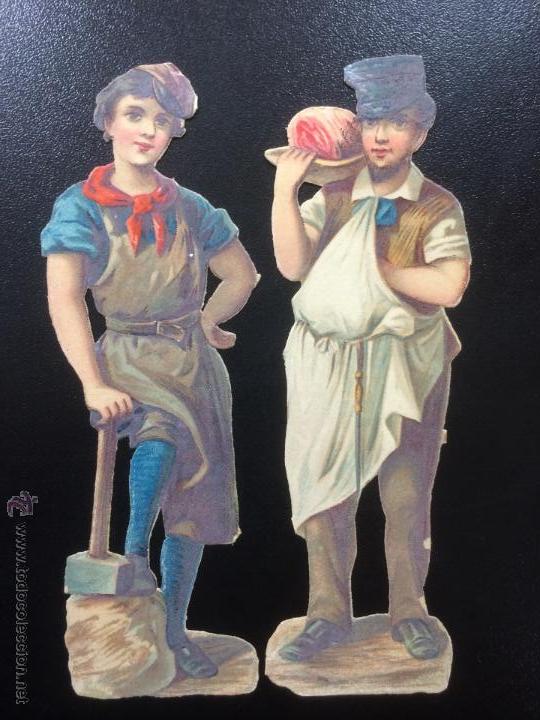 Colecionismo Cromos recortados antigos: DOS ANTIGUOS CROMOS TROQUELADOS - SIN PUBLICIDAD - OFICIOS -FRANCIA.