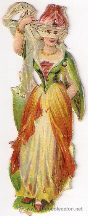 Colecionismo Cromos recortados antigos: CROMO MUJER CON ANTIFAZ...ANTIGUO