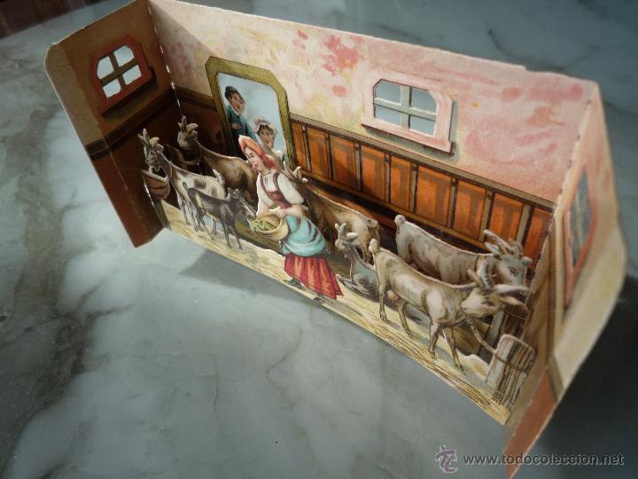 Colecionismo Cromos recortados antigos: Cromo troquelado Cartel Diorama Pop Up. Publicidad *VI&Ntilde;AS Y COMPA&Ntilde;&Iacute;A. BIZCOCHOS. BARCELONA* ca. 1900