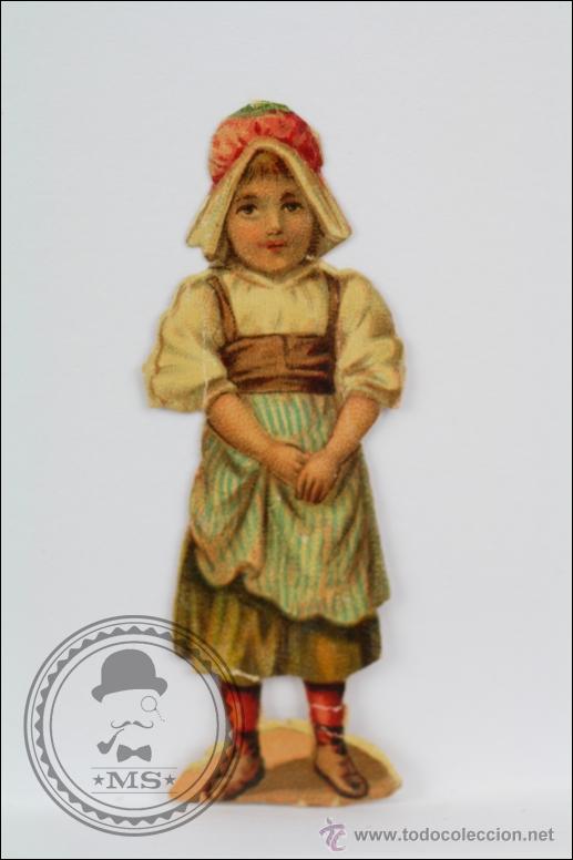 Colecionismo Cromos recortados antigos: Antiguo Cromo Picar / Troquelado Sin Publicidad - Ni&ntilde;a con C&aacute;mara de Fotos - 6 Cm Largo - Chocolate