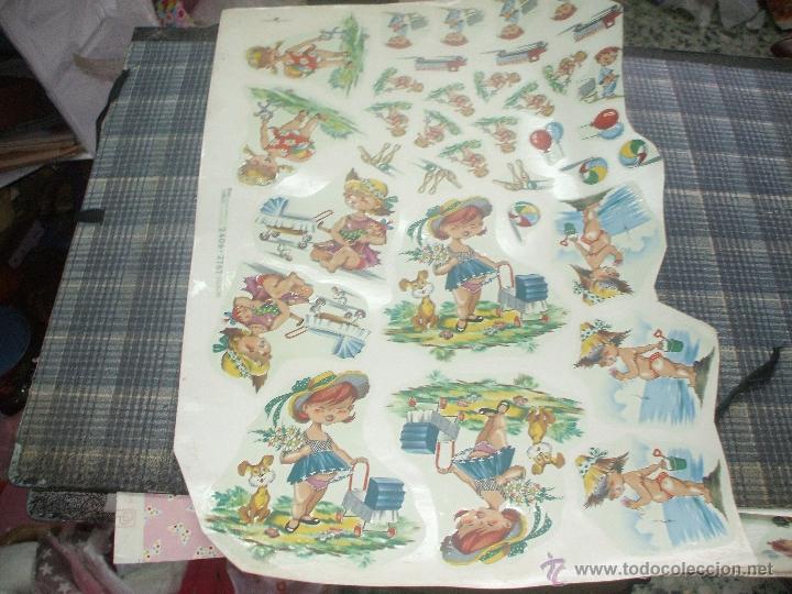 Sammeln alte gestanzte Sammelbilder: Lamina de gran tama&ntilde;o de calcomanias infantiles ,a&ntilde;os 60