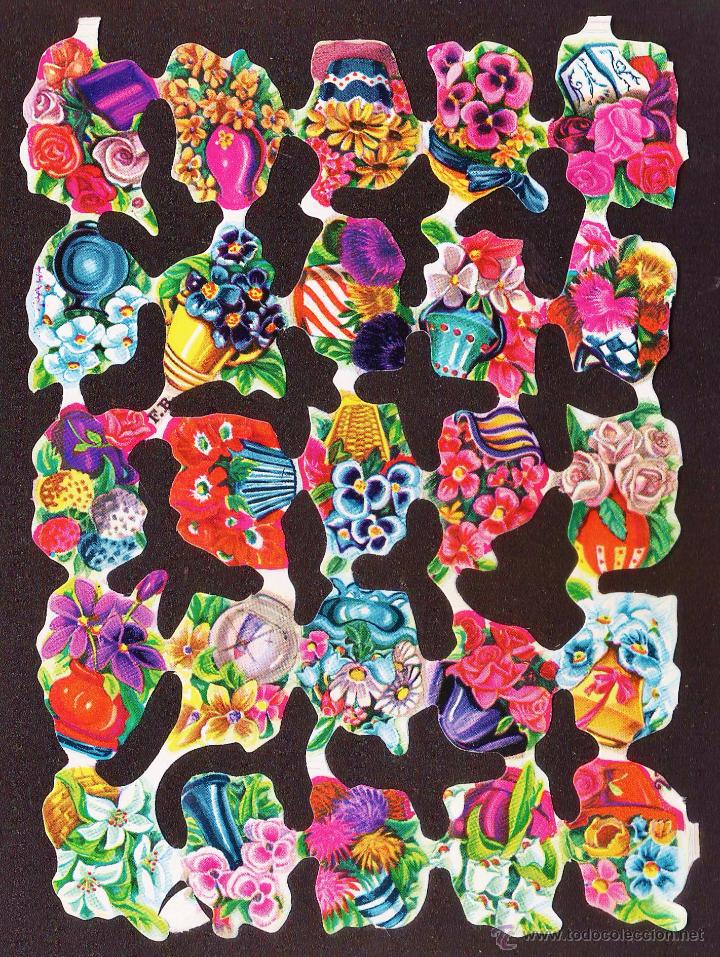 Collectionnisme Cartes &agrave; collectionner massicot&eacute;es anciennes: lamina cromo troquelado / de picar - jarrones con flores - ed. fher - sin estrenar - a&ntilde;os 70