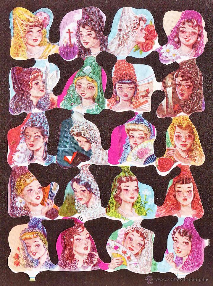 Collectionnisme Cartes &agrave; collectionner massicot&eacute;es anciennes: lamina cromo troquelado / de picar - peinetas y tocados del pelo - ed. fher - sin estrenar - a&ntilde;os 70