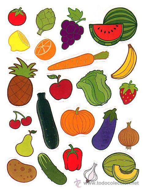 Collectionnisme Cartes &agrave; collectionner massicot&eacute;es anciennes: CROMOS TROQUELADOS - L&Aacute;MINA DE CROMOS ADHESIVOS DE 16,5 x 21 CMS. - FRUTAS Y VERDURAS