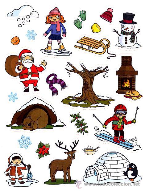 Collectionnisme Cartes &agrave; collectionner massicot&eacute;es anciennes: CROMOS TROQUELADOS - L&Aacute;MINA DE CROMOS ADHESIVOS DE 16,5 x 21 CMS. - EL INVIERNO