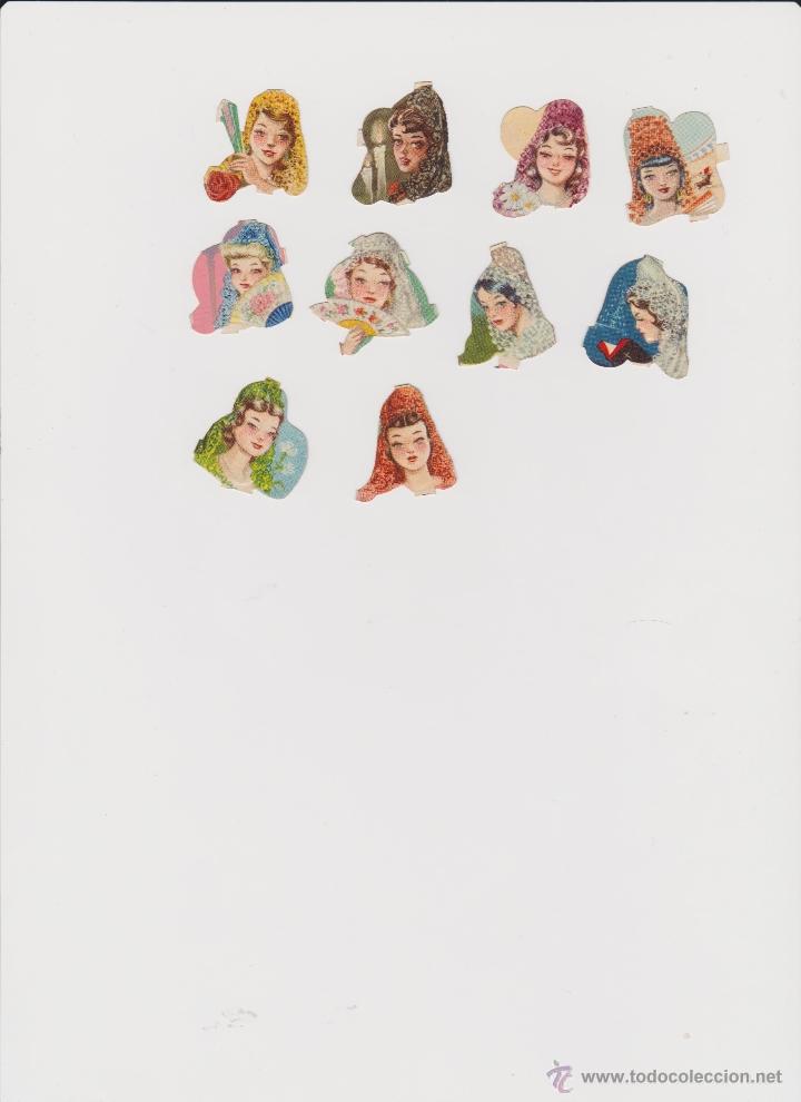 Sammeln alte gestanzte Sammelbilder: CROMOS TROQUELADOS (10) FHER SE&Ntilde;ORITAS EN MANTILLA, ORIGINALES A&Ntilde;OS 50-60