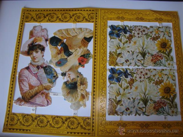 Collectionnisme Cartes &agrave; collectionner massicot&eacute;es anciennes: PRECIOSOS CROMOS TROQUELADOS GRAN TAMA&Ntilde;O PLIEGO COMPLETO 23X30 CMTS. A&Ntilde;OS 80 MUJER FLORES