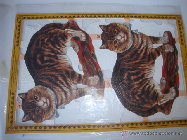 Collectionnisme Cartes &agrave; collectionner massicot&eacute;es anciennes: PRECIOSOS CROMOS TROQUELADOS PLIEGO COMPLETO 15X24 CMTS. A&Ntilde;O 1996 GATO GATOS