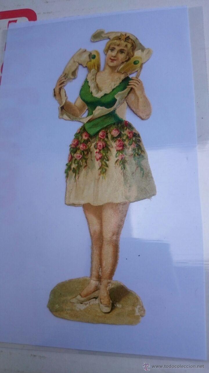 Sammeln alte gestanzte Sammelbilder: CROMO TROQUELADO DE MUJER CON AVES EN LA ESPALDA