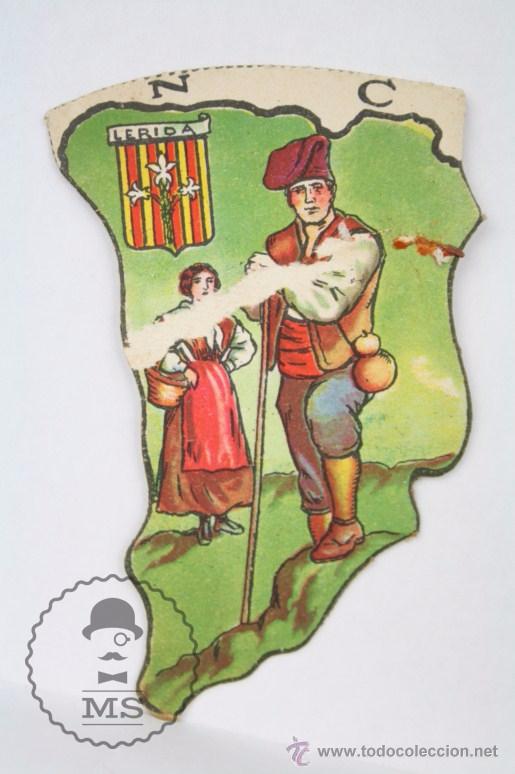 Colecionismo Cromos recortados antigos: Antiguo Cromo Troquelado de Chocolates Jaime Boix. N&ordm; 10. L&eacute;rida - Puzle Mapa de Espa&ntilde;a