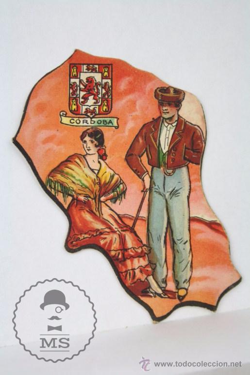 Collectionnisme Cartes &agrave; collectionner massicot&eacute;es anciennes: Antiguo Cromo Troquelado de Chocolates Jaime Boix. N&ordm; 41. C&oacute;rdoba - Puzle Mapa de Espa&ntilde;a