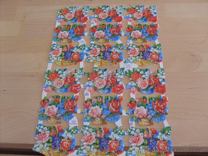 Collezionismo Figurine ritagliate antiche: LAMINA CROMOS TROQUELADOS MLP 823 CON 18 CROMOS RELIEVE Y PURPURINA FLORES (TRO7)